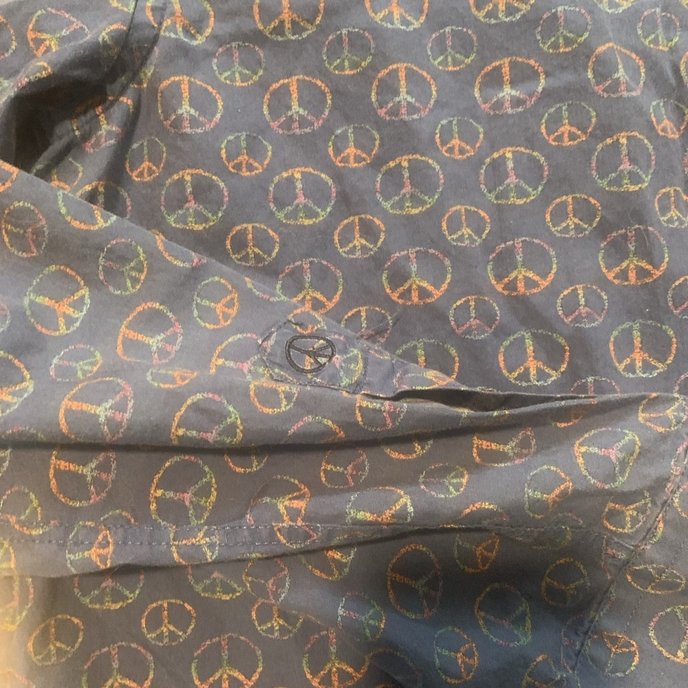 John Lennon Mens 2XL Blue Peace Long Sleeve Button Up Dress Shirt - Picture 2 of 3